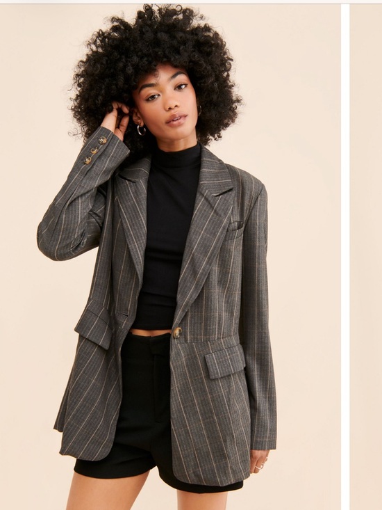Free People Jackets & Blazers - Free People Charlotte Grey Pinstripe Oversize Blazer Size S